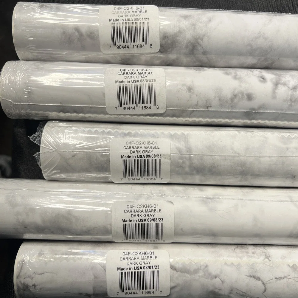 Lot Of 5- NEW Con-Tact Shelf Liner Contact Paper White Grey Marble 48